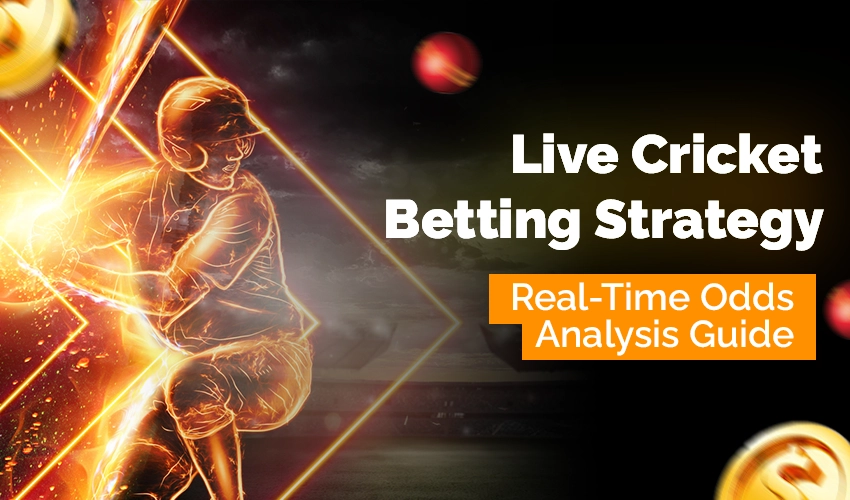 Glow-effect image of a cricket batsman with the text "Live Cricket Betting Strategy Real-Time Odds Analysis Guide."